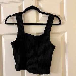 BLACK RIBBED TANK. SQUARE NECKLINE. MEDIUM SOFT AND SEXY